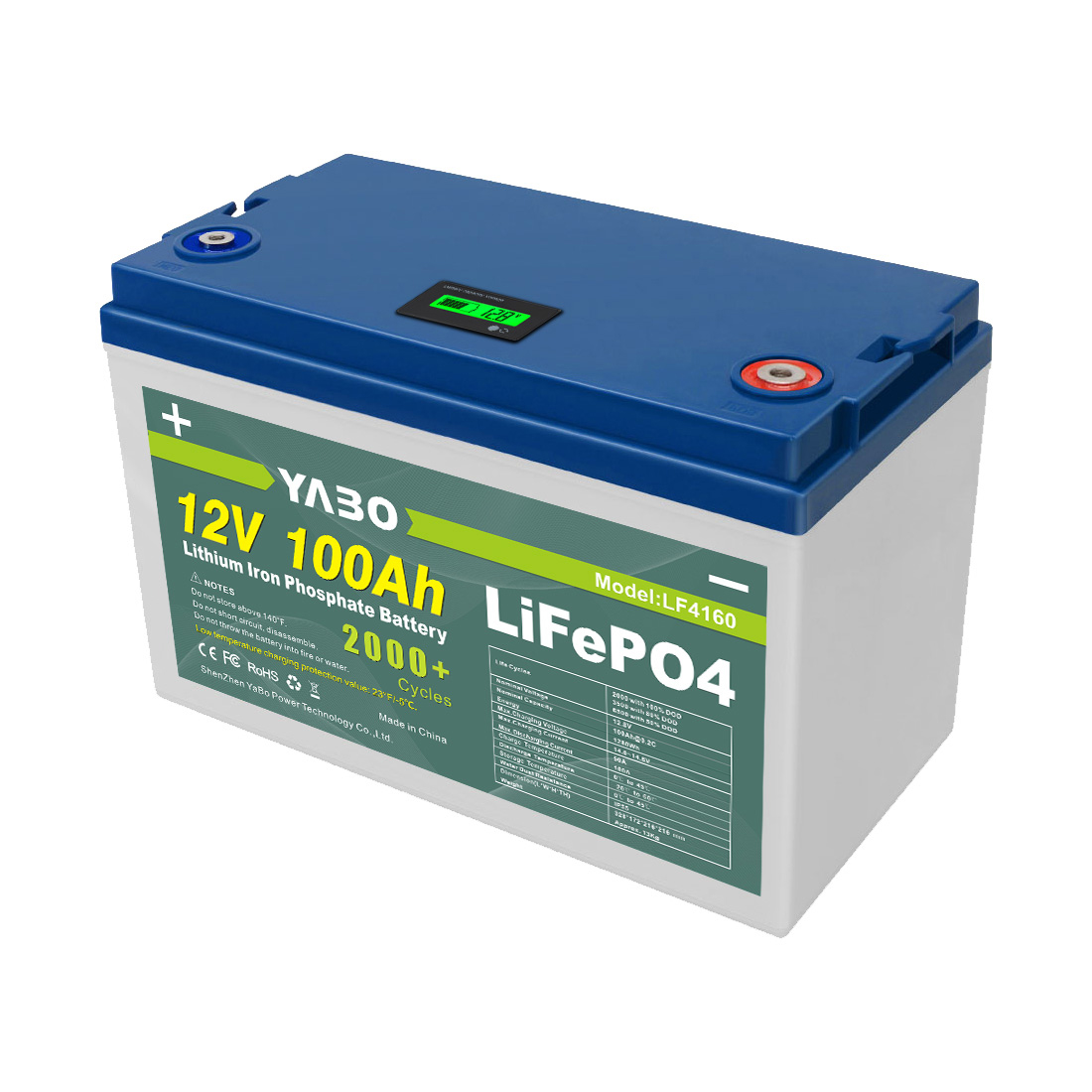 YABO 12V 100Ah LiFePO4 Batterij met Lage Temperatuur Prestaties voor Thuis Opslag